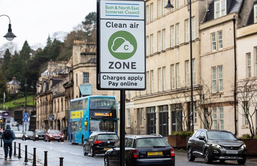 New Clean Air Zone sign in Bath City